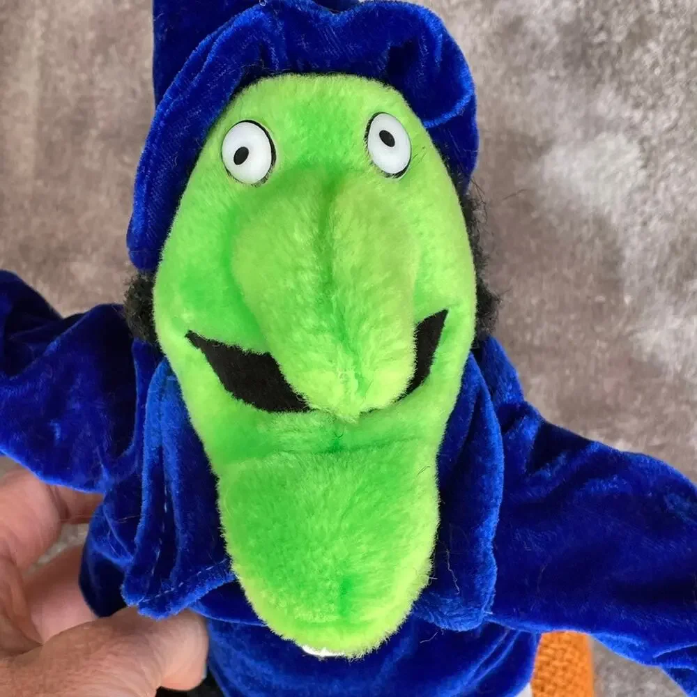 Vintage Witch Plush Doll Velvet Bright Neon Burlap 1990s y2k Halloween Toy RARE